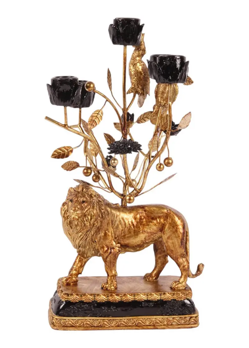 Succubus Home Lion Candlestick Gold