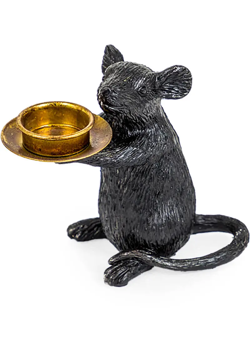 Succubus Home Mouse Set of 2 Black Tealight Holders
