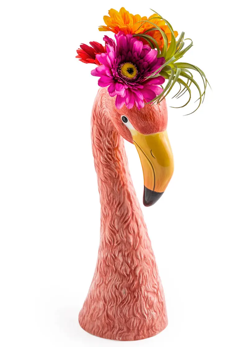 Succubus Home Pink Flamingo Head Ceramic Vase Pink