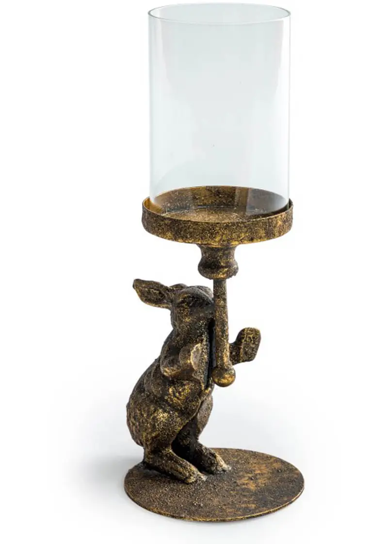 Succubus Home Rabbit Candle Holder Antique Gold
