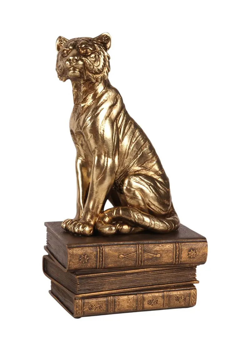 Succubus Home Tiger On Books Statue Gold