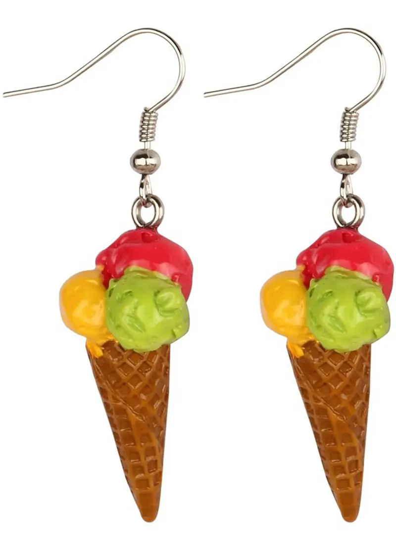 Succubus Ice Cream Waffle Cone Earrings Multi