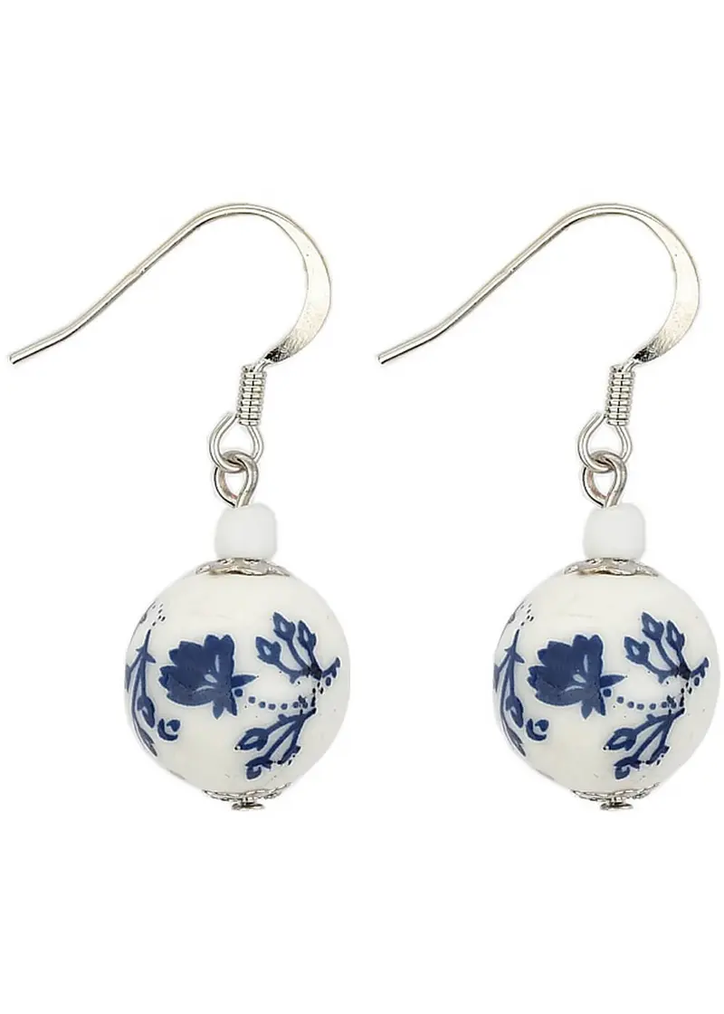 Succubus Jewels Garden Bead Earrings White Blue