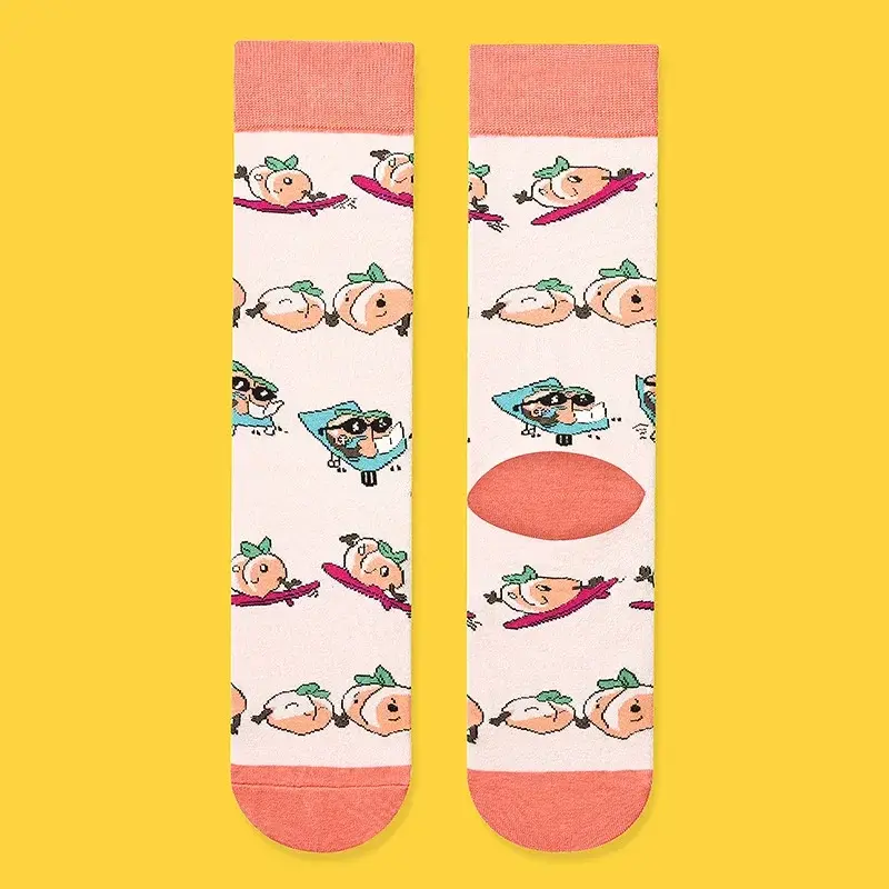 Summer Peach Pattern Crew Socks