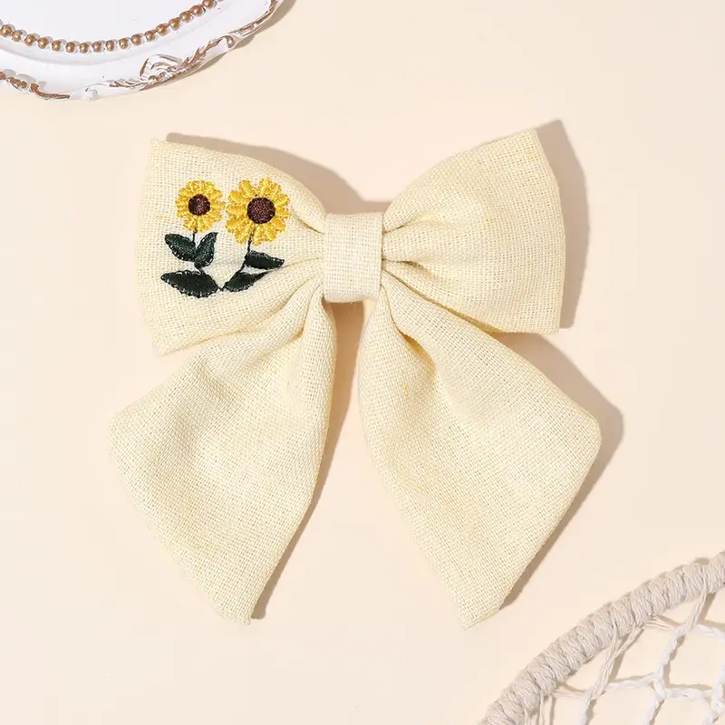 Sunflower Embroidery Ribbon Hair Clip
