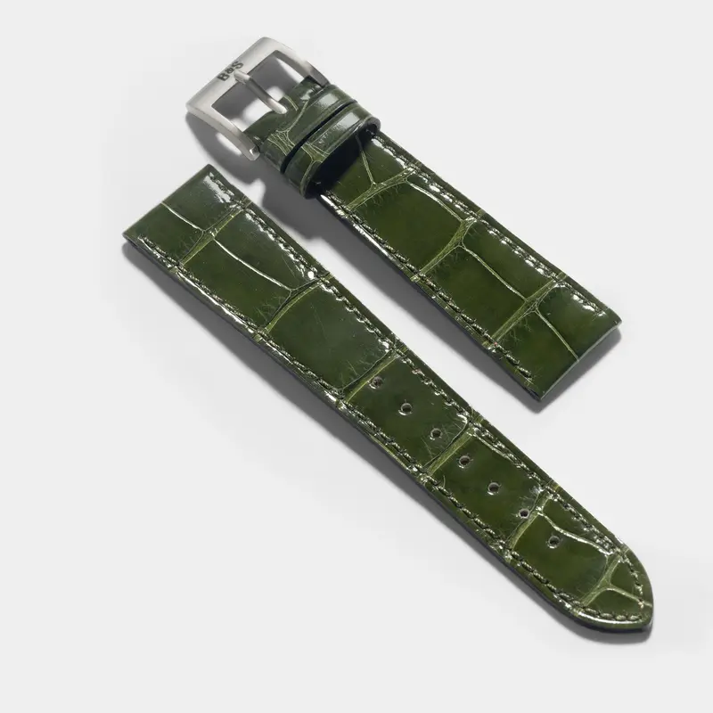 Supreme Alligator Brilliant Olive Leather Watch Strap
