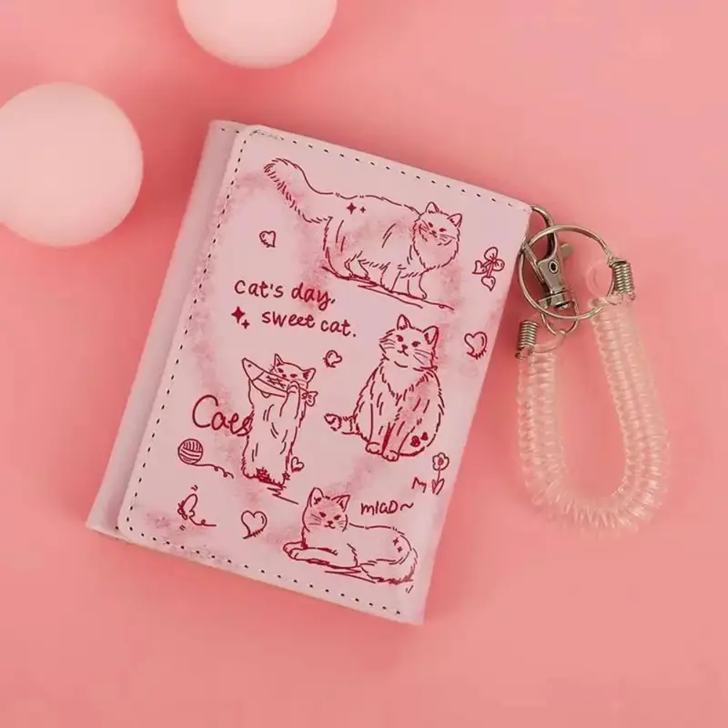 Sweet Cat Foldable Wallet With Wrist Strap Option