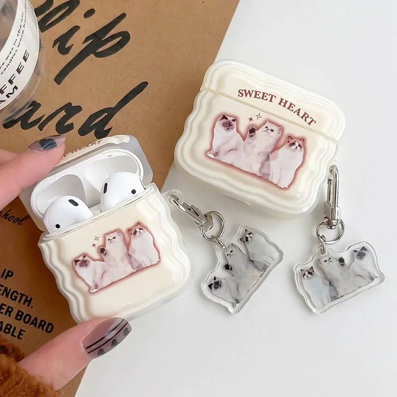Sweet Heart Cat Trio AirPods Charger Case Cover