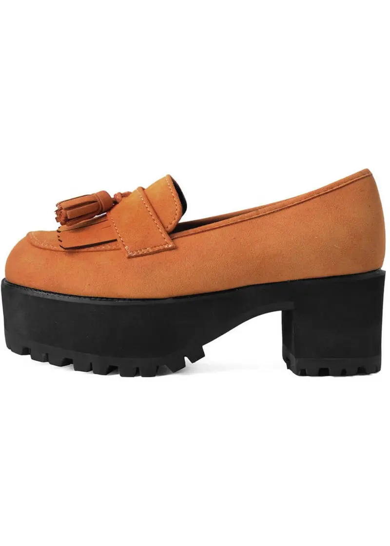 T.U.K Tassel Plateau Loafers Orange