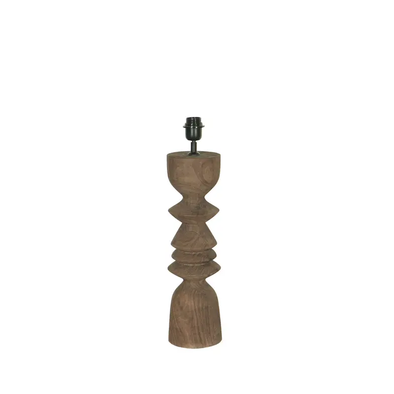Tafellamp Elaine Bruin Mango Hout Rond Base PTMD