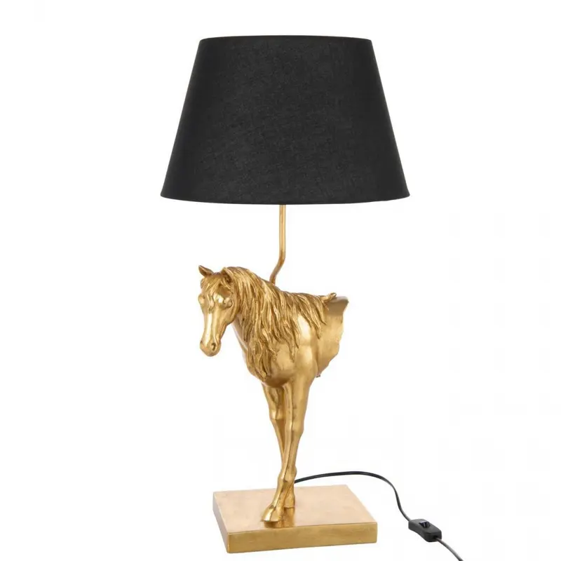 Tafellamp Paardenvoorkant Polyresin Goudkleurig/Zwart J-Line