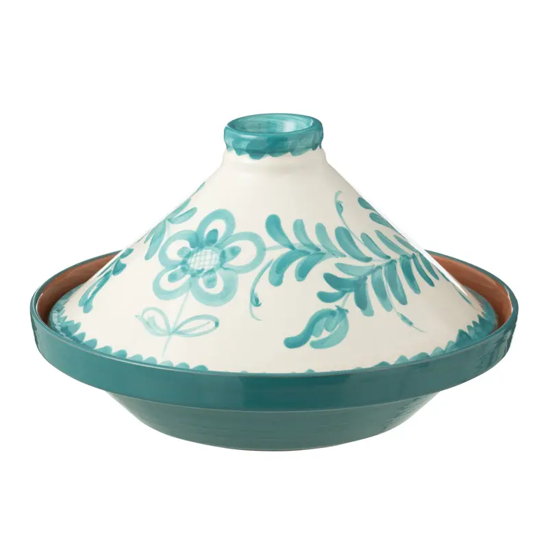 Tagine Granada Motief Aqua/Wit Keramiek J-Line
