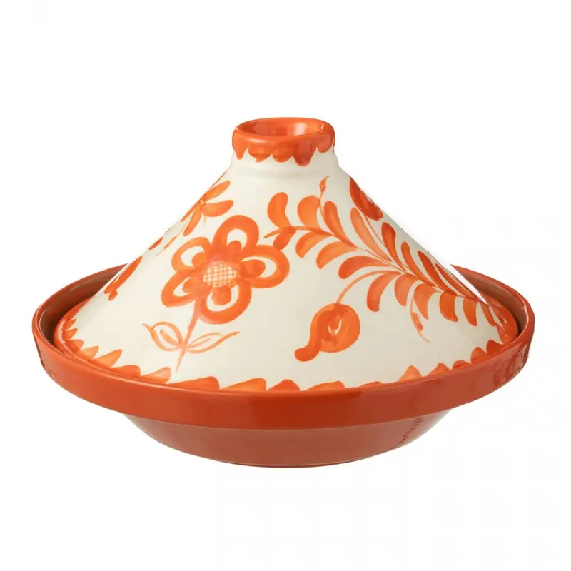 Tagine Granada Motief Oranje/Wit Keramiek J-Line