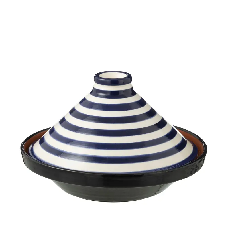 Tagine Granada Strepen Cobalt Blauw/Wit Keramiek J-Line