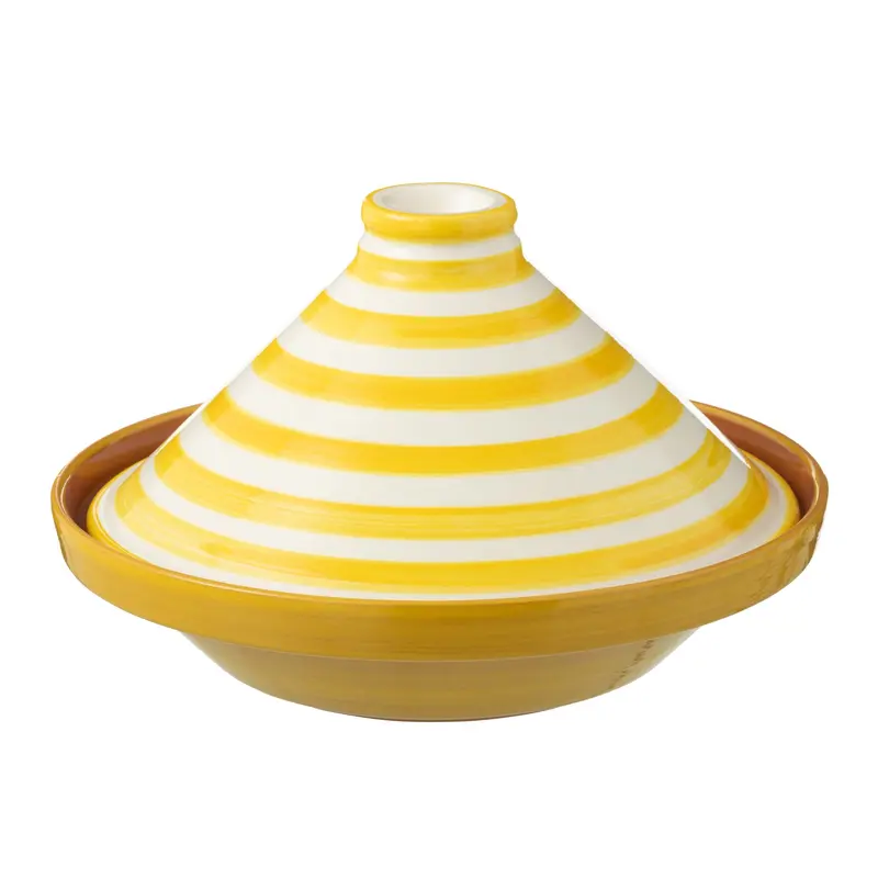 Tagine Granada Strepen Geel/Wit Keramiek J-Line