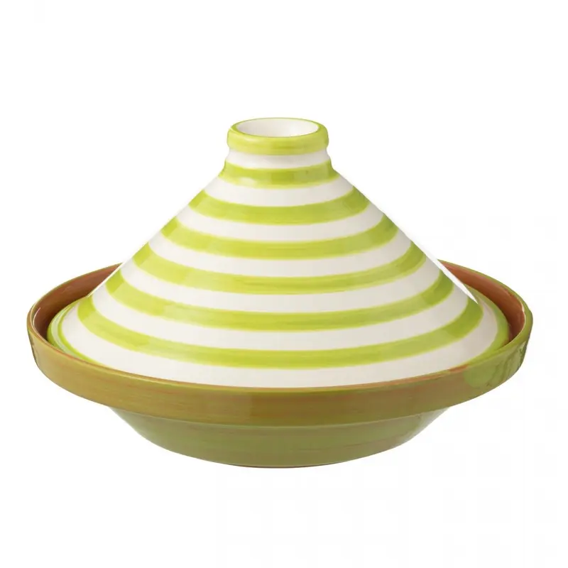 Tagine Granada Strepen Groen/Wit Keramiek J-Line