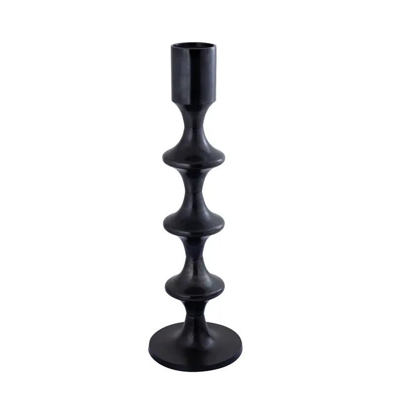 Taika Black alu round kandelaar tabs H92cm PTMD