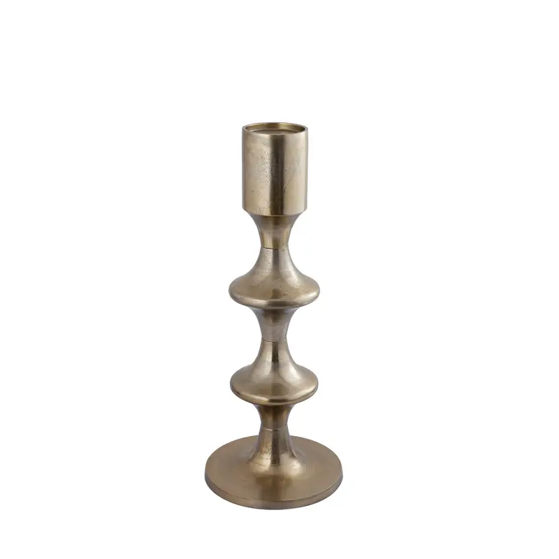 Taika Gold alu round candle holder tabs laag H73cm PTMD