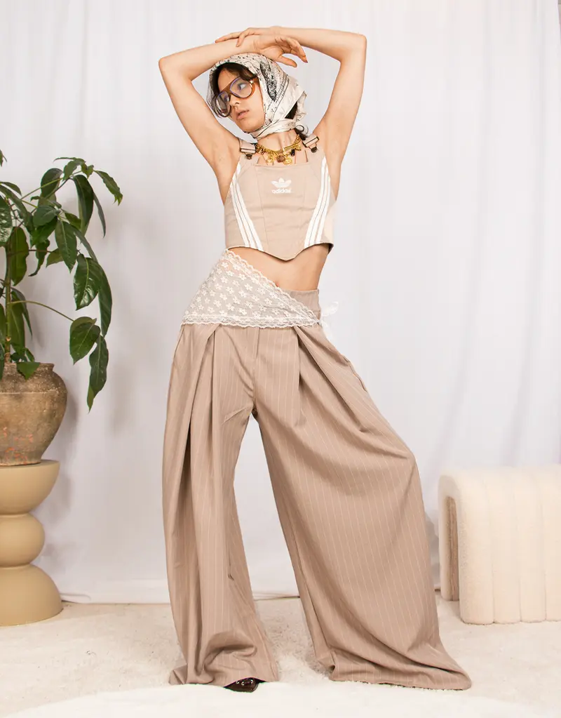 Tall tailored pinstripe wide trousers