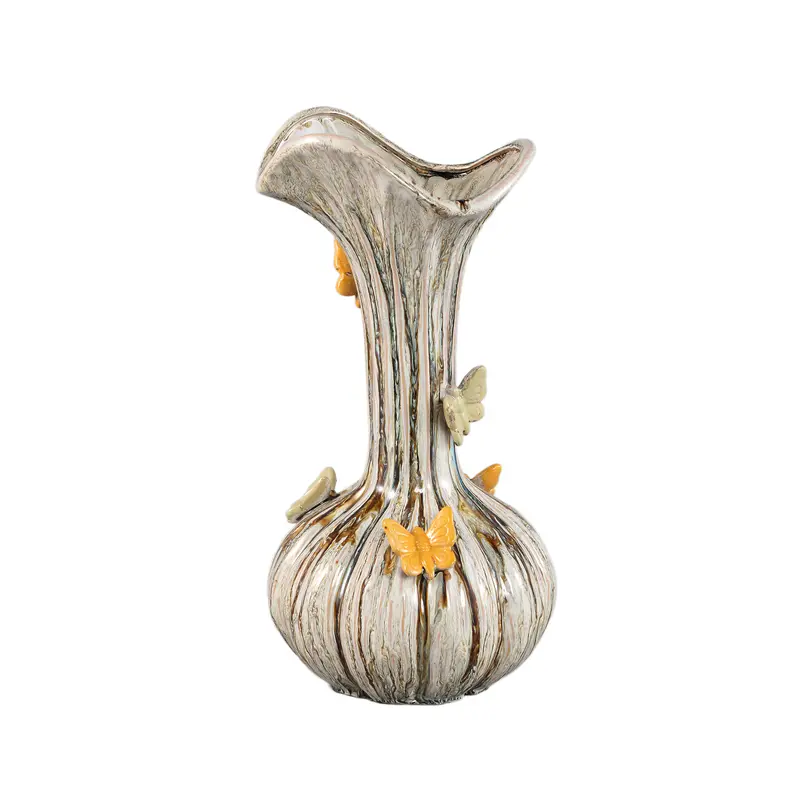 Tamarae Cream Ceramic Flowy Vase With Butterfly L PTMD