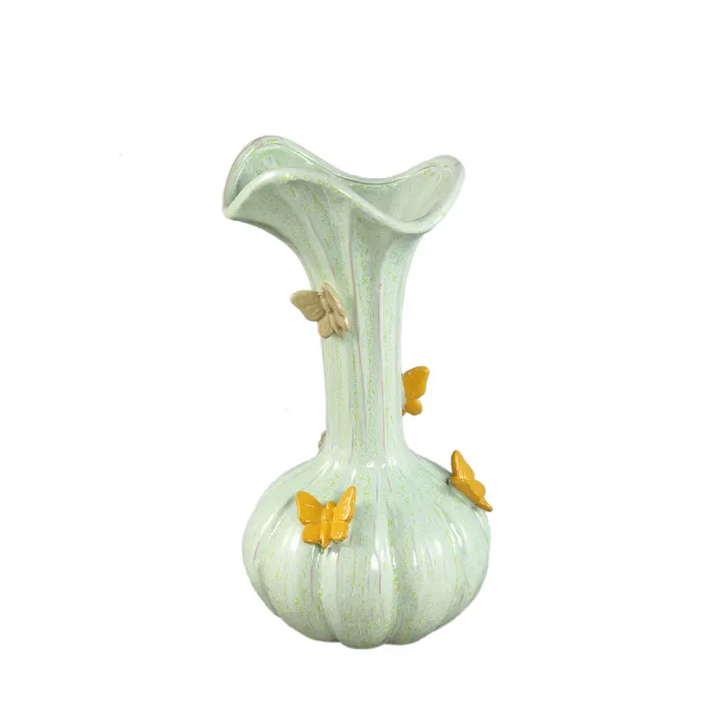 Tamarae Green Ceramic Flowy Vase With Butterfly L PTMD