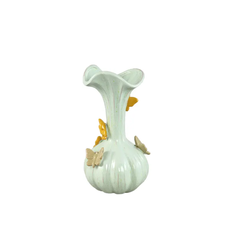 Tamarae Green Ceramic Flowy Vase With Butterfly M PTMD