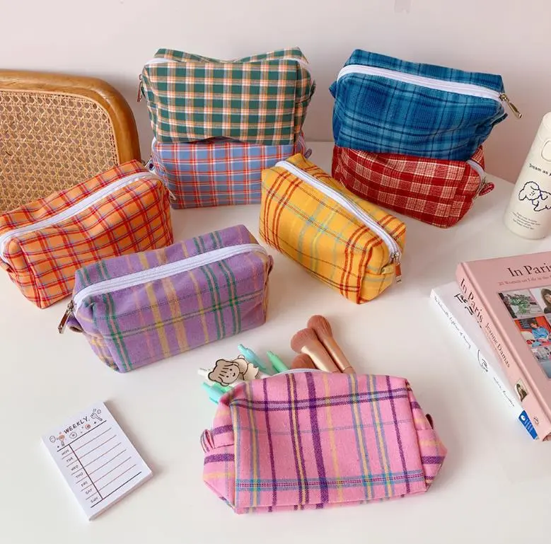 Tartan Check Zipper Pouch (9 Colours)