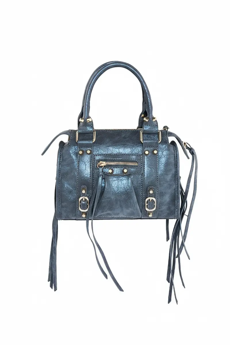 Tas met franjes Blauw