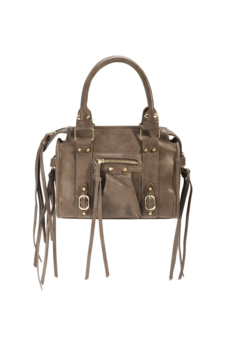 Tas met franjes donker Bruin