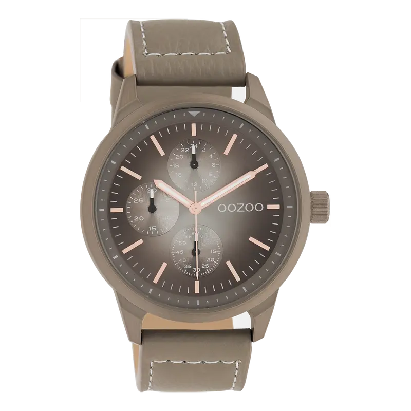 Taupe OOZOO horloge met leren band - C10907 (45mm)