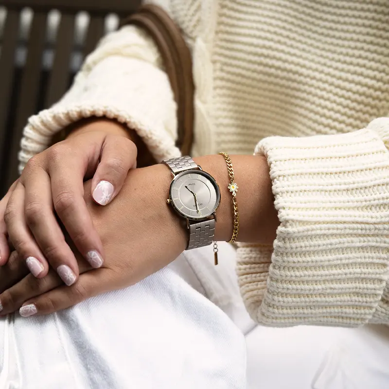 Taupe OOZOO horloge met roestvrijstalen armband - C20368 (36mm)