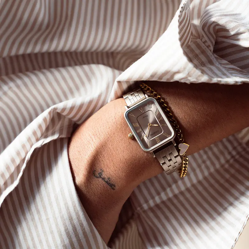 Taupe OOZOO horloge met roestvrijstalen armband - C20412 (24mm)