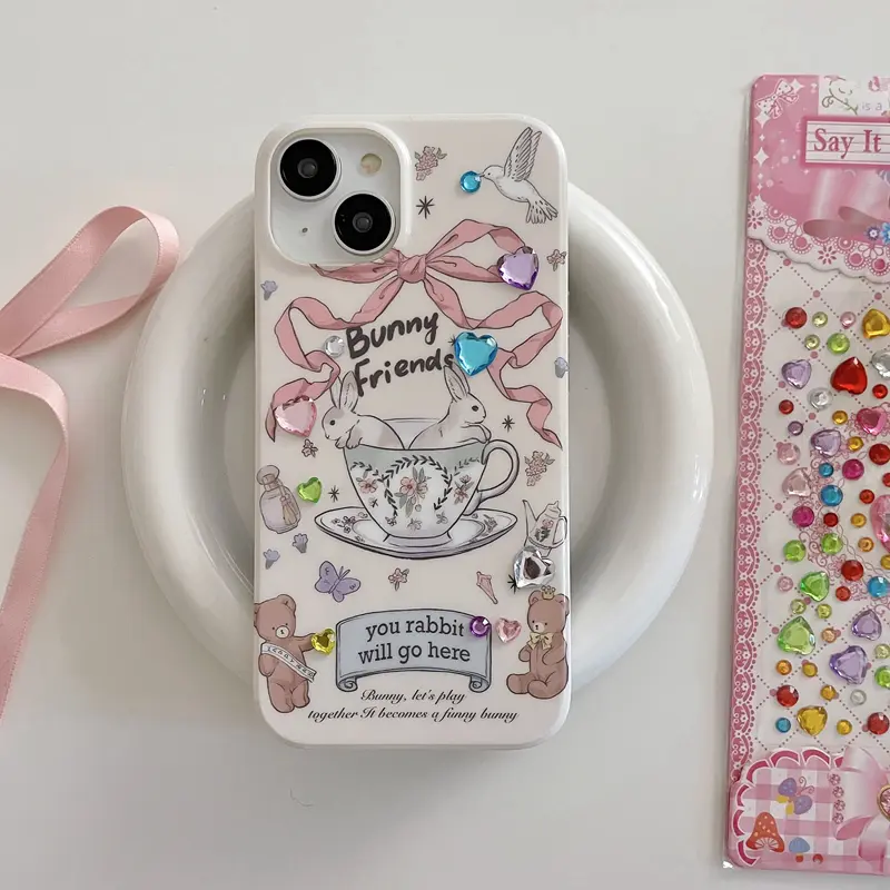 Teacup Bunnies iPhone Case with 3D stickers