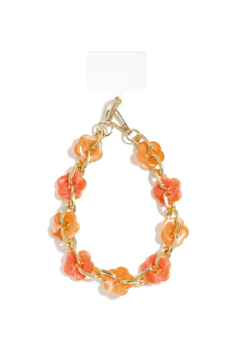 Telefoonkoord bloemen | Oranje
