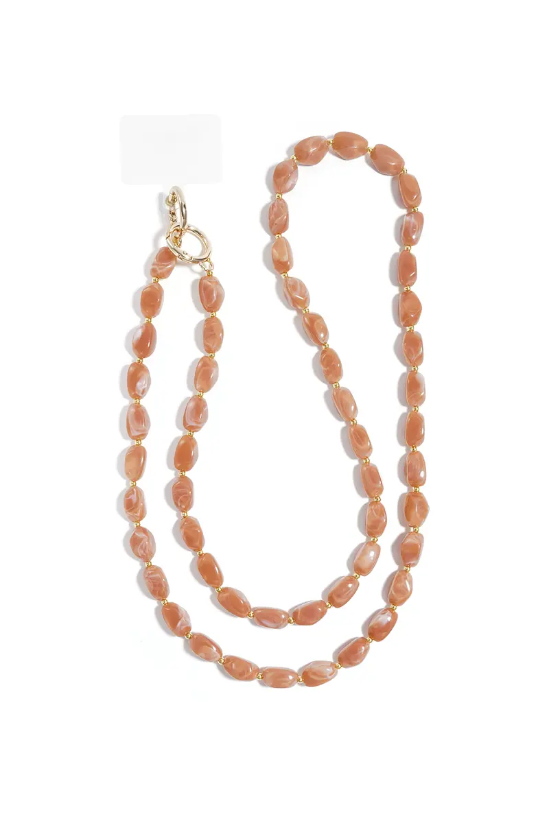 Telefoonkoord met beads Lang | Roze