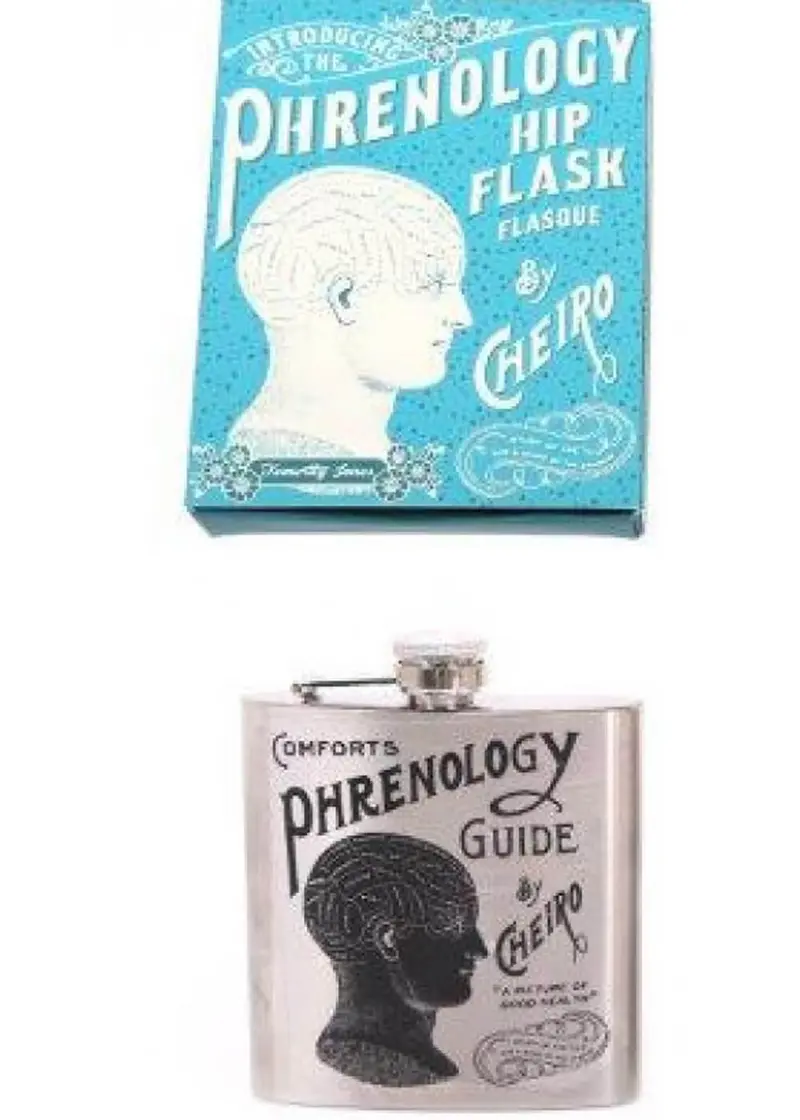 Temerity Jones Phrenology Reading Hip Flask Silver