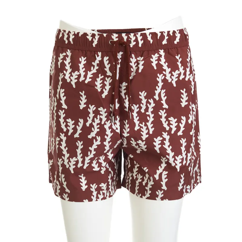 Terracotta White Oasi Print Swim Trunks