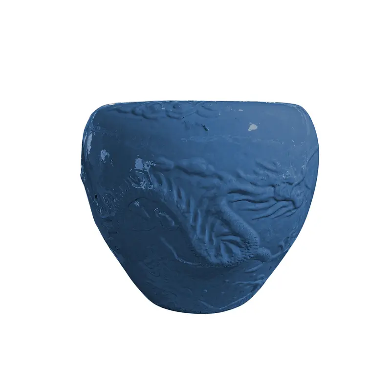 Terron Blue Glazed Round Ceramic Pot Dragon PTMD