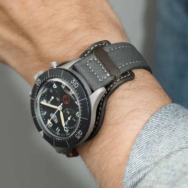 The Falco Bund Strap - Pilot Boxed - Padded Grey Goat Skin