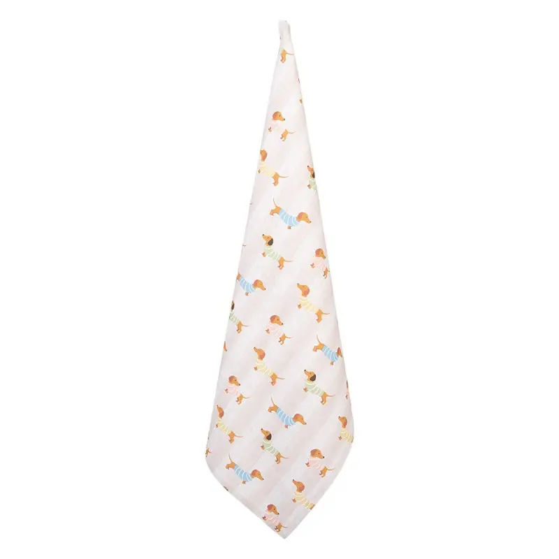 Theedoek Hondjes beige 70x50cm