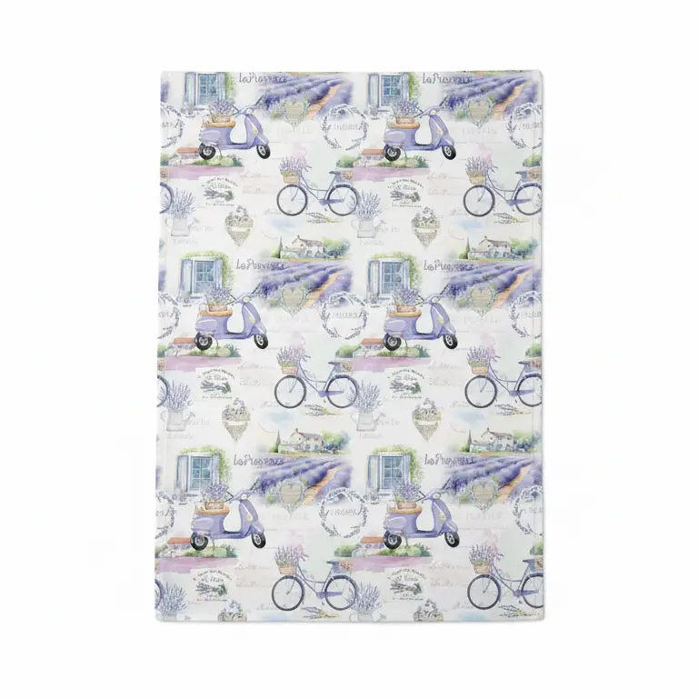 Theedoek La Provence wit paars 70x50cm