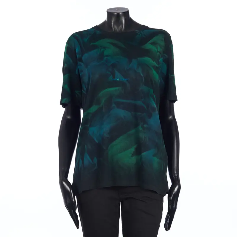 Tie-Dye Saint Laurent Rive Gauche Tshirt In Black Cotton