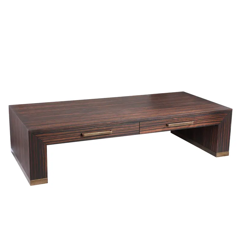 Tiess Brown Wooden Veneer Coffeetable 2 Drawers PTMD