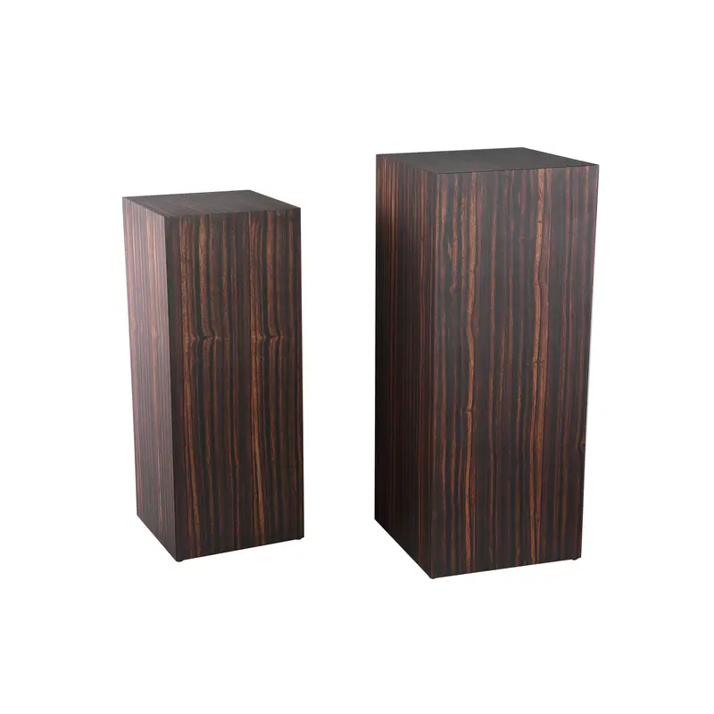 Tiess Brown Wooden Veneer Pedestal Set Of 2 PTMD