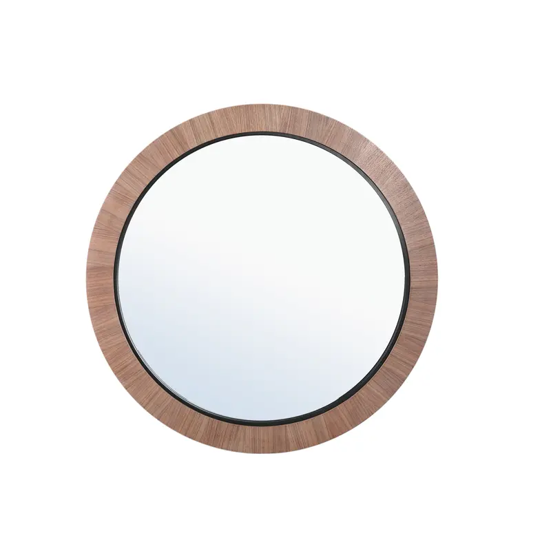 Tiess Natural Round Wooden Veneer Mirror Small PTMD
