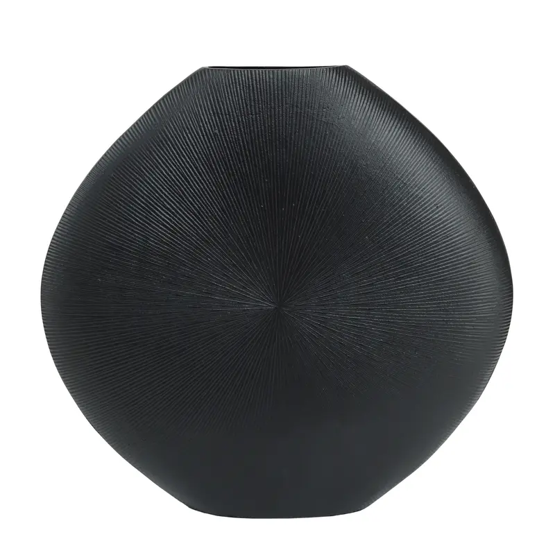 Tiro Black Aluminium Pot Ovaal Stripe Pattern PTMD
