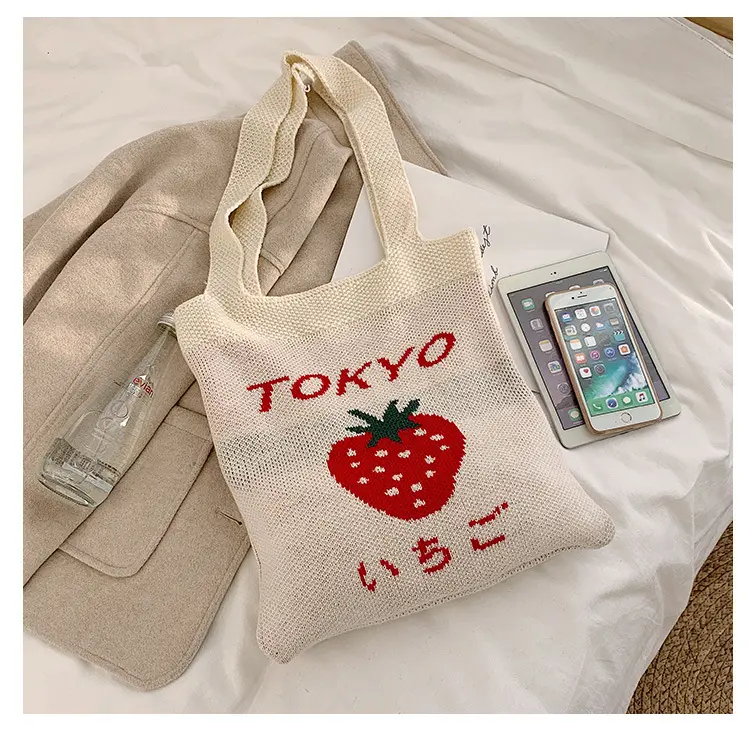 Tokyo Strawberry Knitted Tote