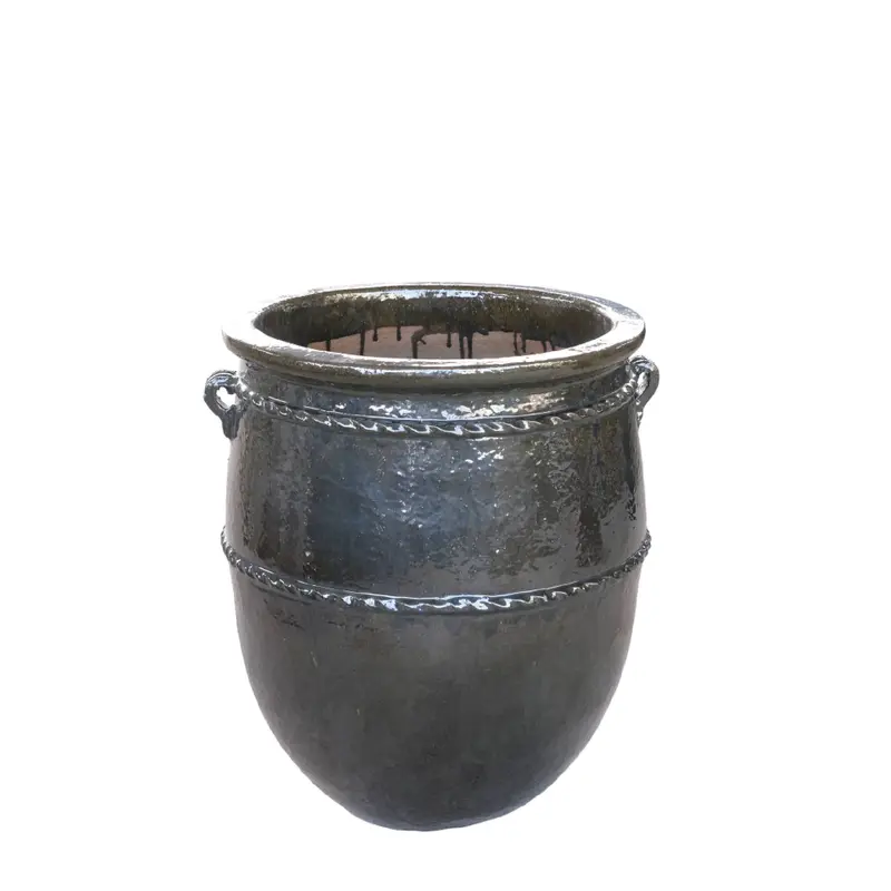 Tony Green Big Ceramic Jar Pot Round Low PTMD
