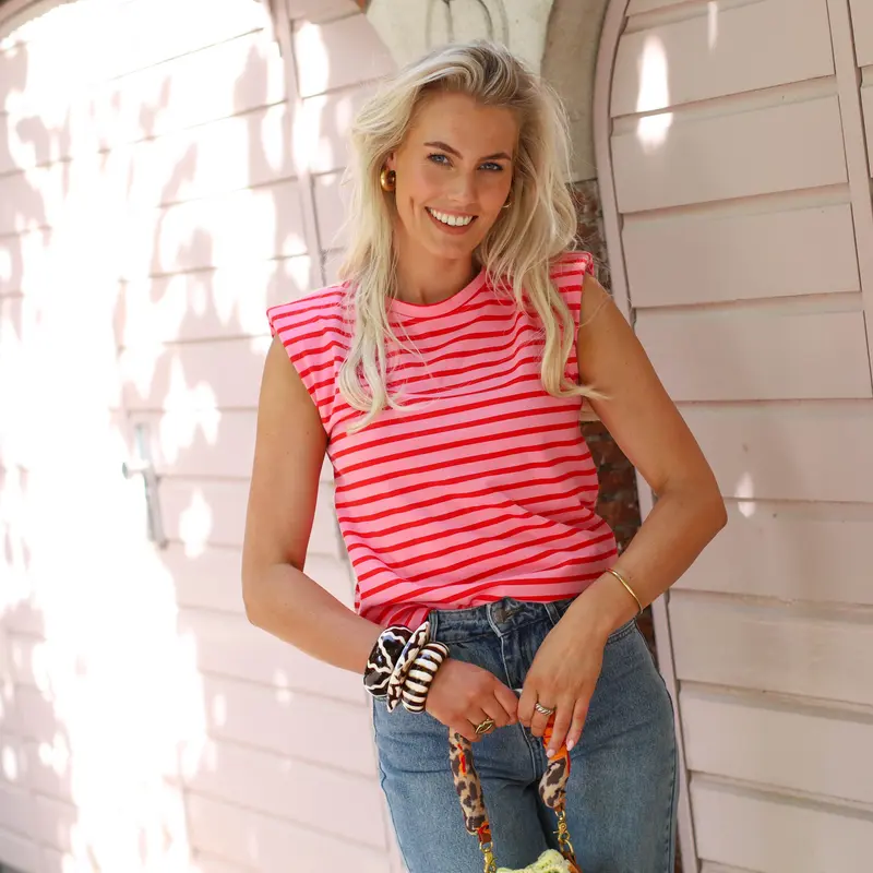 Top shoulder pad roze rood