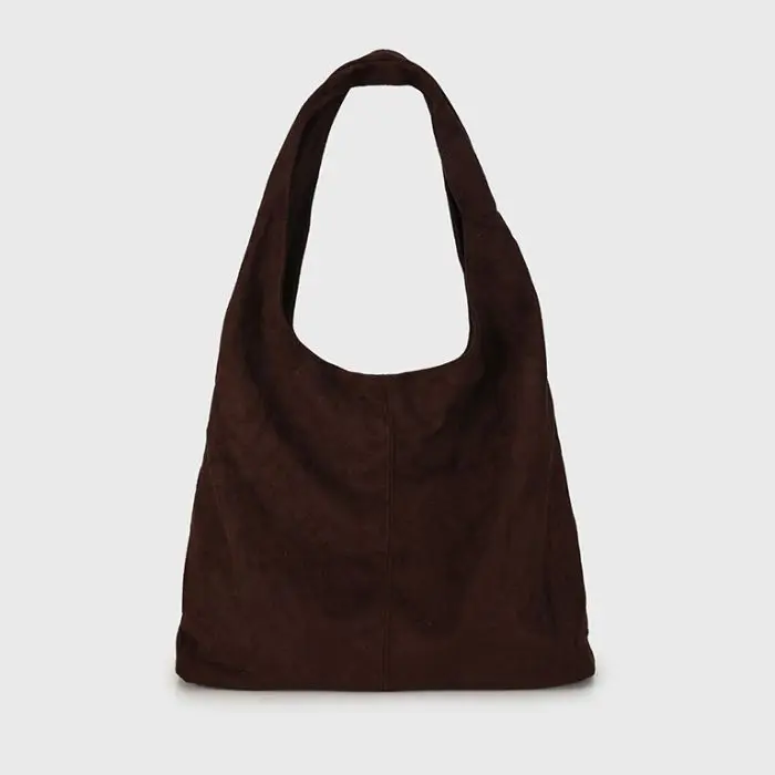 Tote bag suede look coffee brown